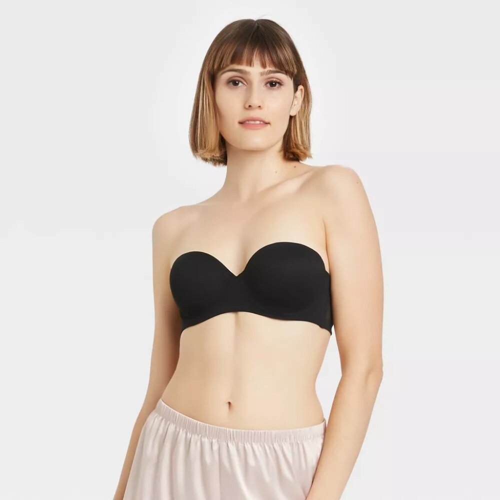 Auden™ Women's Lightly Lined Strapless Bra BLACK Size 36B BNWT